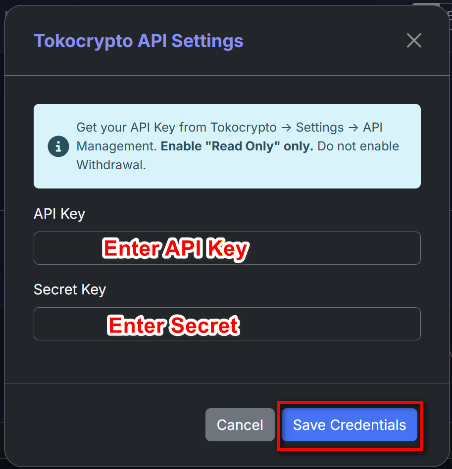 Enter API Credentials